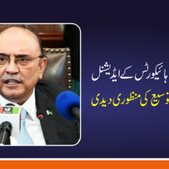 صدرِ مملکت آصف علی زرداری نے سندھ، لاہور، پشاور ہائیکورٹس کے ایڈیشنل ججز کی توثیق اور مدت ملازمت میں توسیع کی منظوری دے دی۔